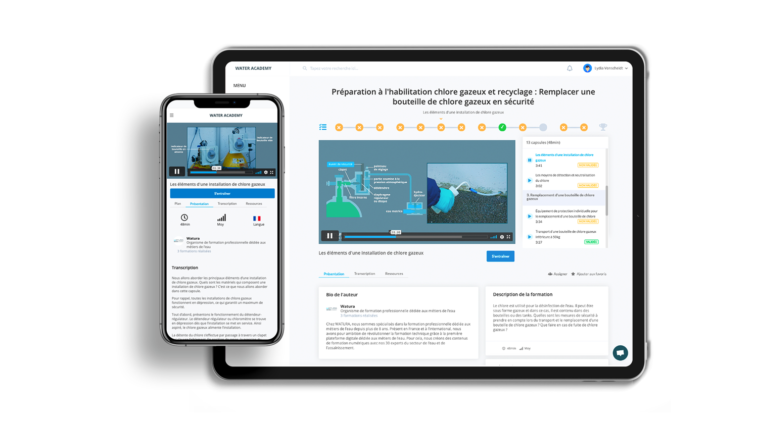 Mise en situation des ressources pedagogiques digitales parcours de formation en ligne sur le chlore : les images prises du terrain