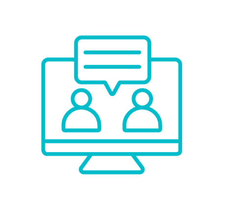 Pictogramme blended learning bleu clair