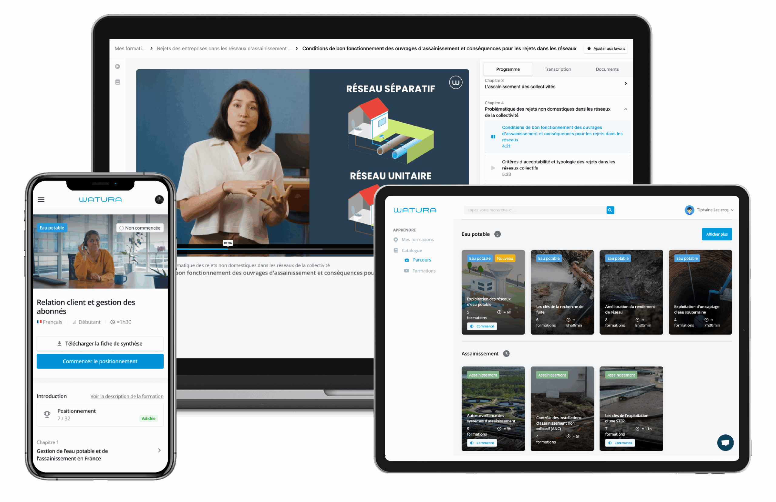 Plateforme sur tablette, téléphone et ordinateur